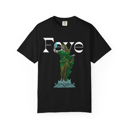 Mythcore aesthetic shirt with goddess and radiant crystal design
