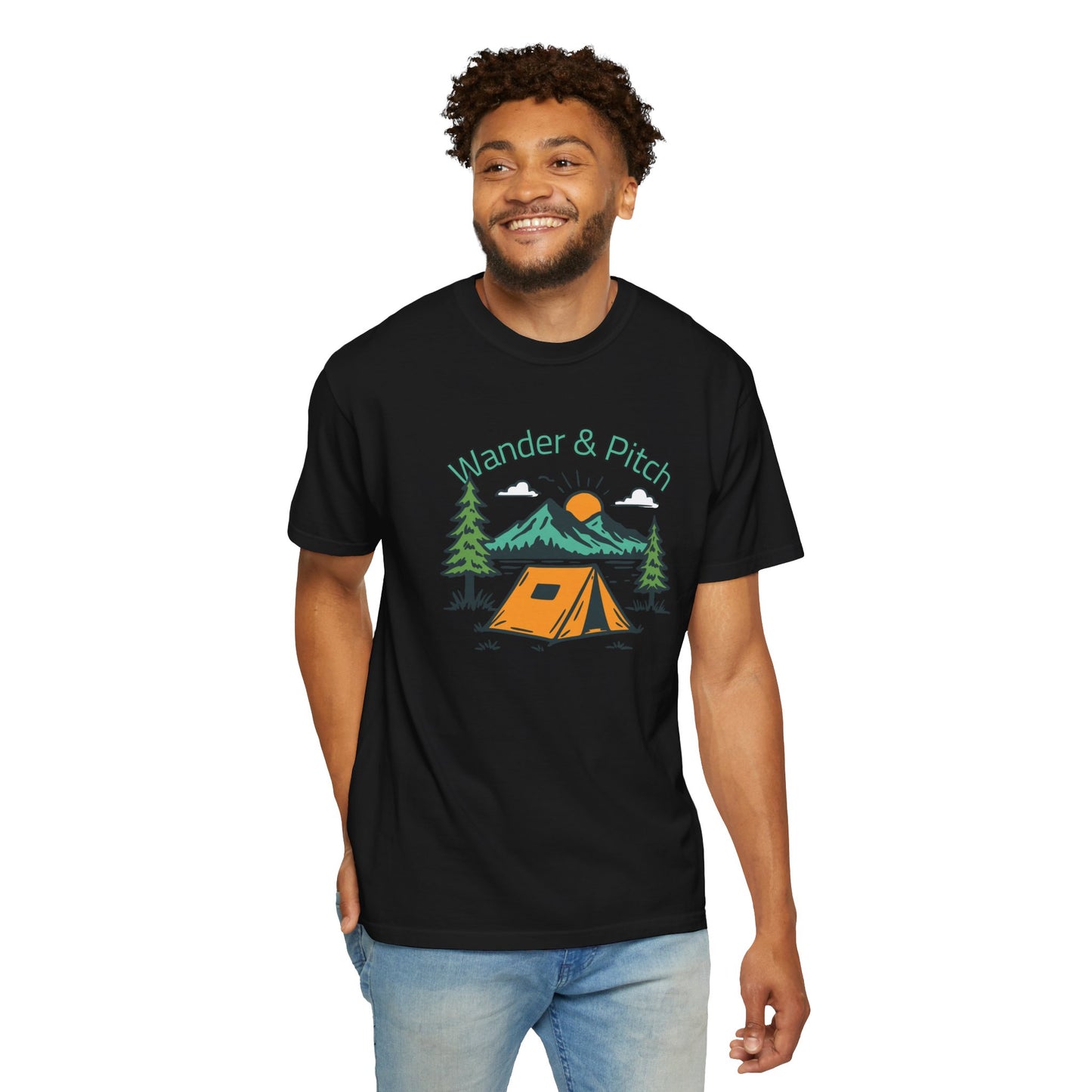 Nature inspired graphic tee in a beautiful garment-dyed terracotta color