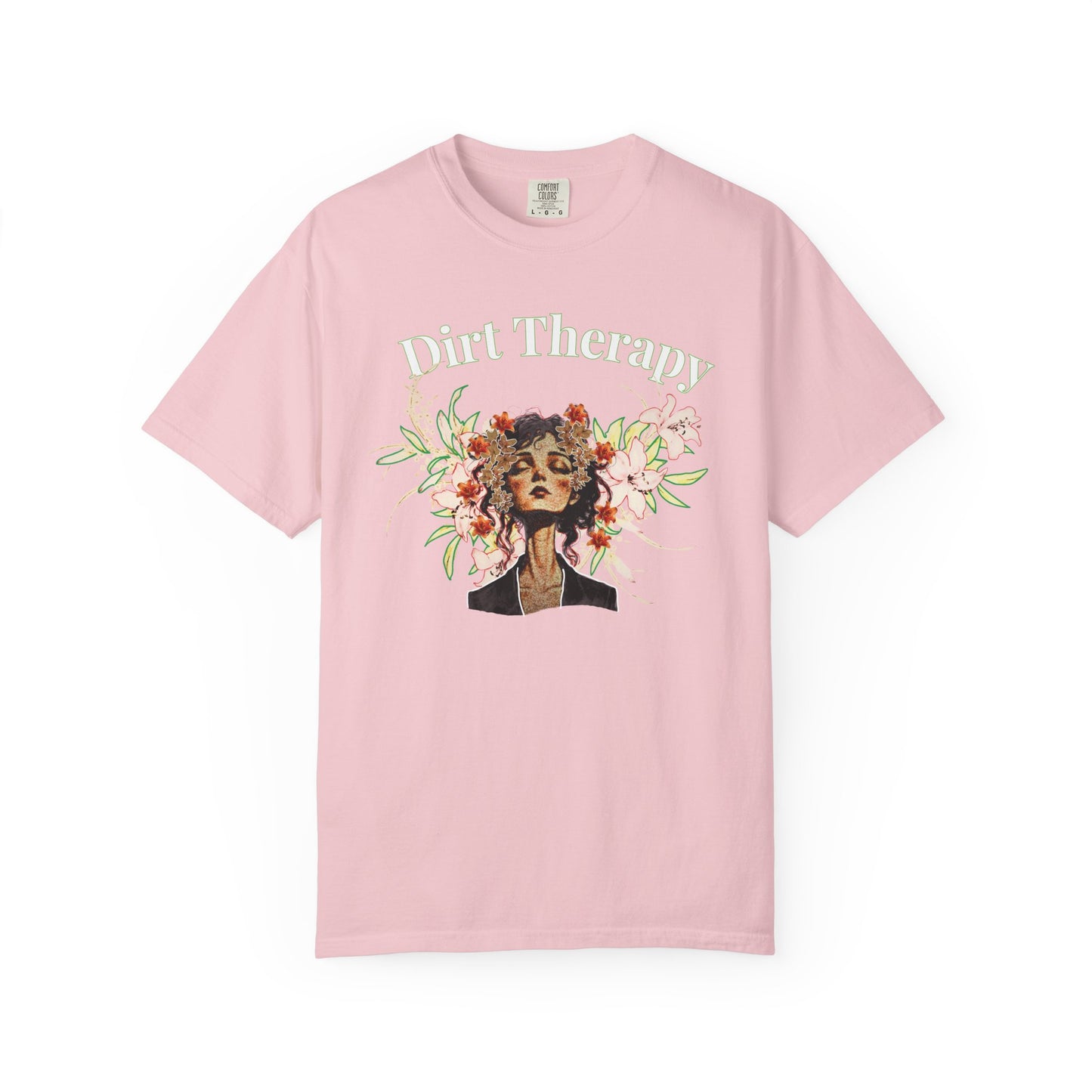 Nature inspired graphic tee in earthy muted garment-dye colorway