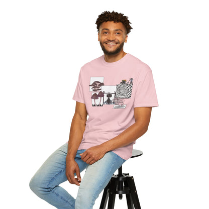 Nature magic tee product shot showing relaxed unisex fit across multiple model sizes S to 3XL