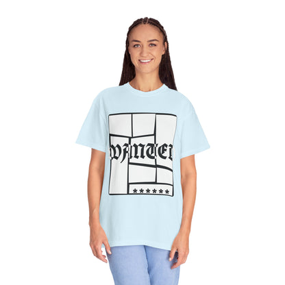 Navy cotton streetcore tee with shattered block WANTED typography