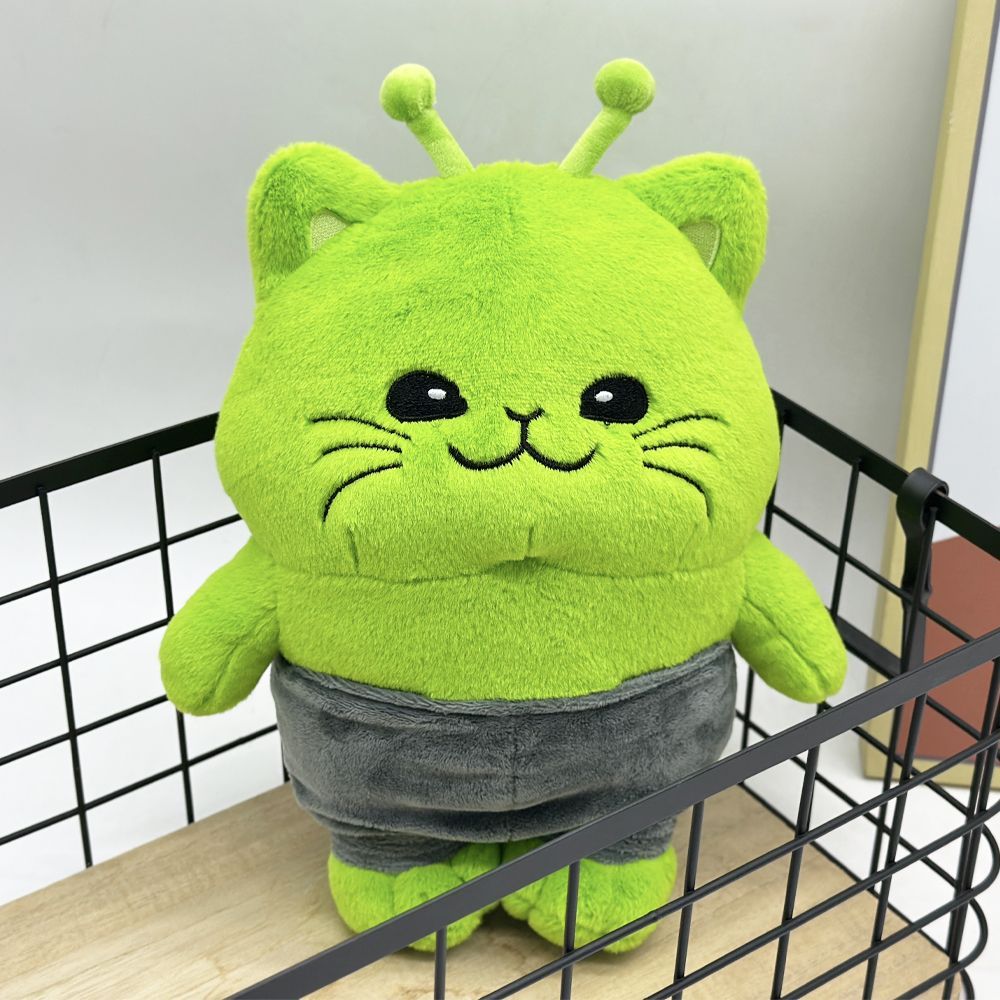 Neon green alien cat plushie gift unboxing