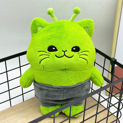 Neon green alien cat plushie gift unboxing