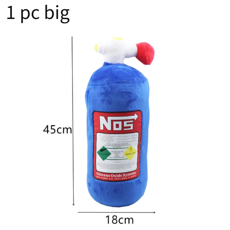 Nitrous plush car accessory placed in passenger seat of tuner car
