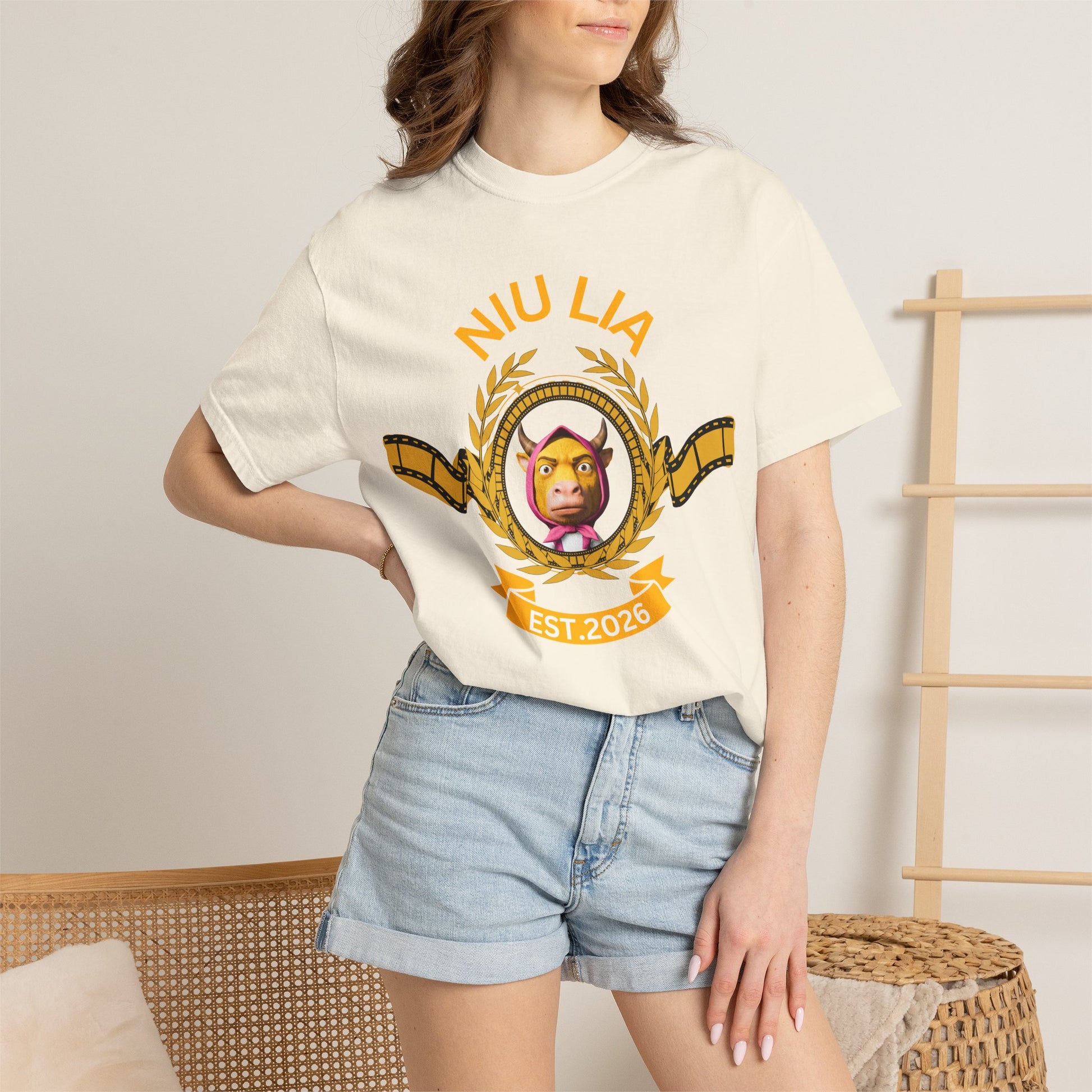 Niu Lai 牛来 parody tee in all available colorways side by side product grid