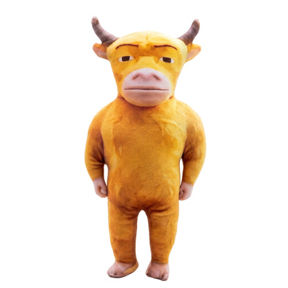 Niu Lai plush 28cm handmade muscular cow stuffed animal front view