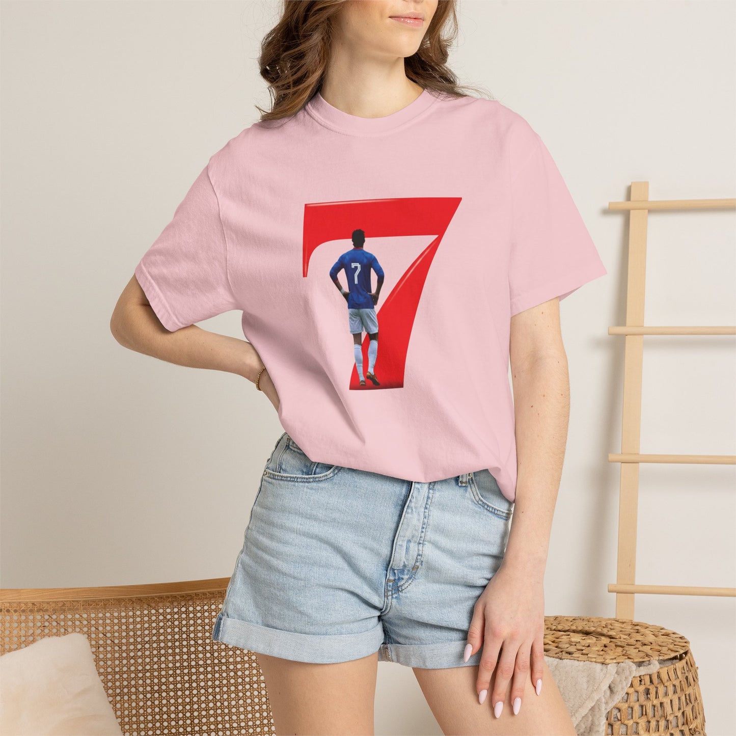 No.7 football celebration shirt with relaxed fit and pre-shrunk cotton