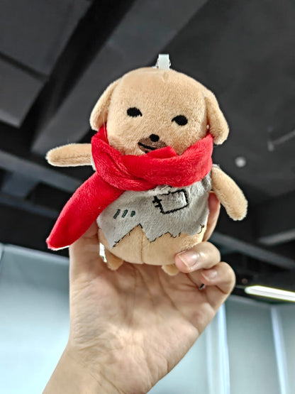 Nudaeng stuffed animal inspired by the viral Korean yellow dog cartoon, handmade in plush fabric with PP cotton filling