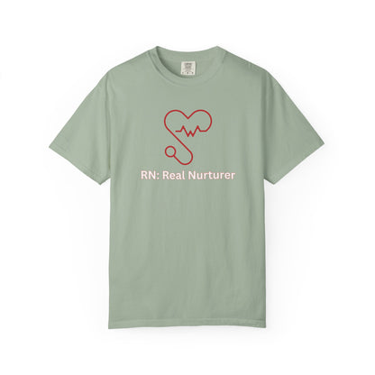 Nurse appreciation shirt with red stethoscope and heartbeat line design