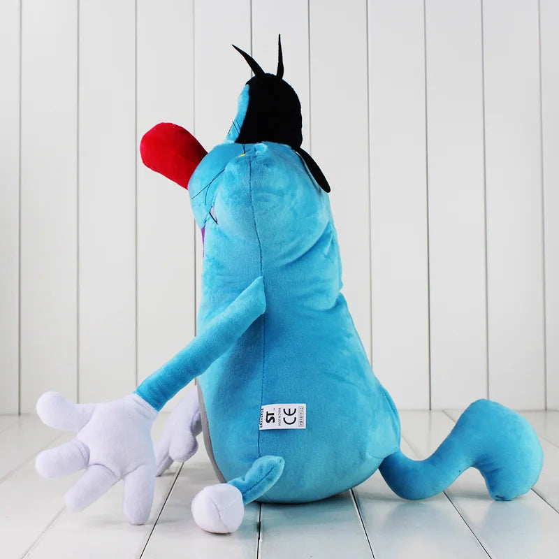 Oggy from slapstick plush side profile view 40cm
