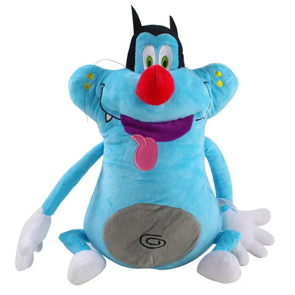 Oggy plush toy 40cm handmade blue cat stuffed animal front view
