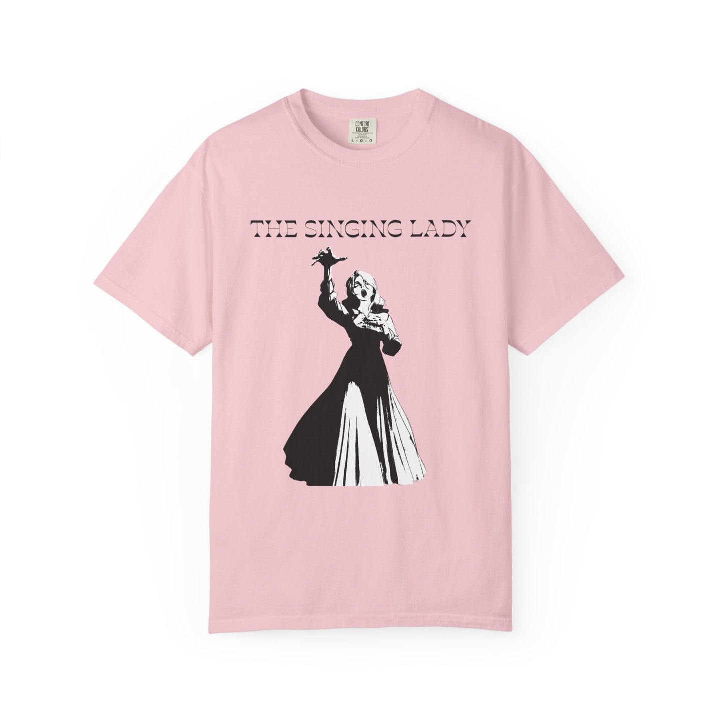 Opera aesthetic tee folded to show soft garment dyed cotton texture
