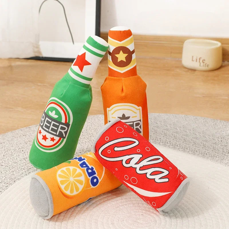 Orange juice can plushie kawaii pop-art handmade squeaky stuffed toy 14cm