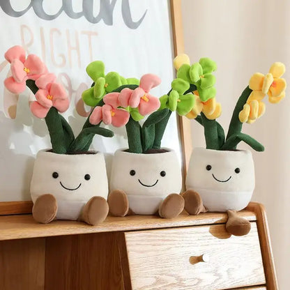 Orchid gift idea handmade plush potted orchid collectible