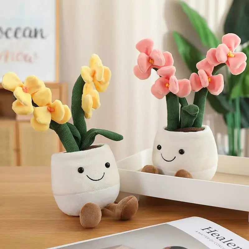 Orchid stuffed toy 35cm height size reference display