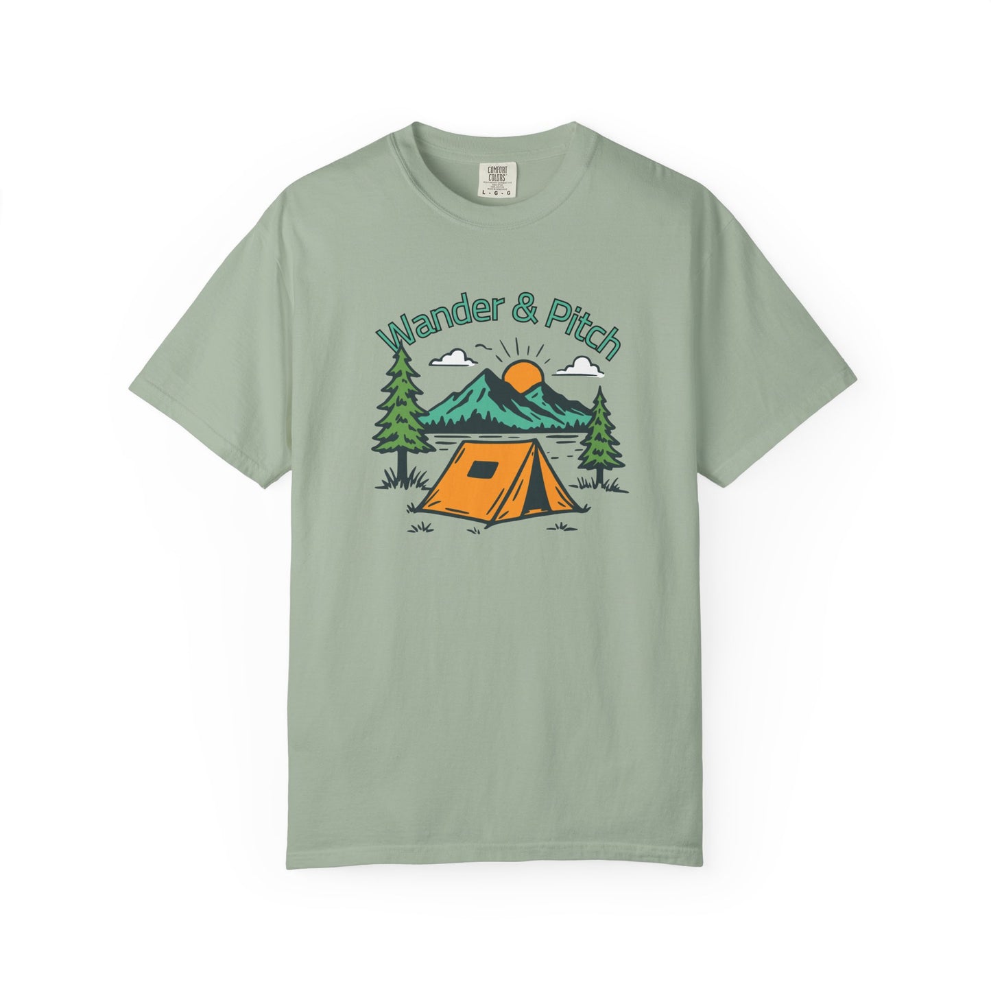 Outdoor adventure graphic tee designed by Aprasi featuring pine trees