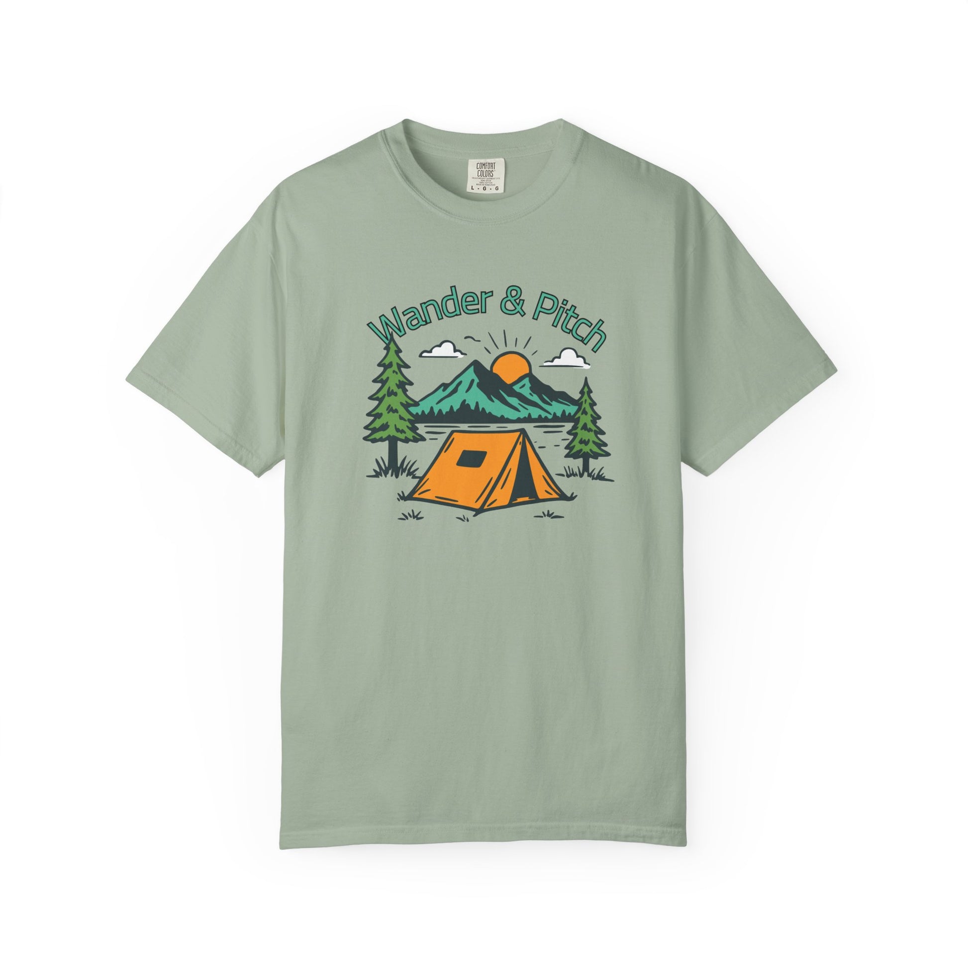 Outdoor adventure graphic tee designed by Aprasi featuring pine trees