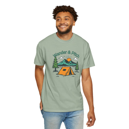 Outdoorsy lifestyle tee showcasing high-quality garment dye texture