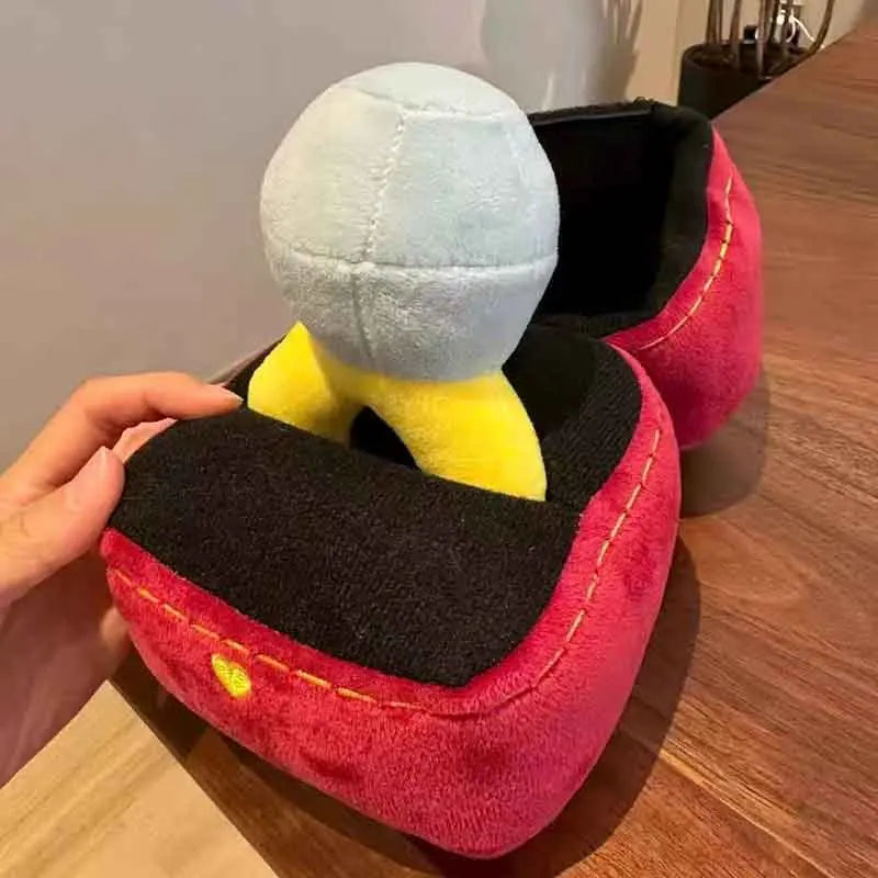 Oversized diamond ring plush standing upright inside open plush jewelry box