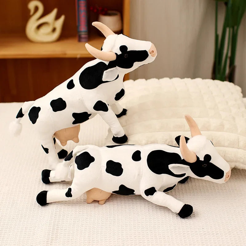 PP cotton cow stuffed animal close up showing soft premium fabric quality