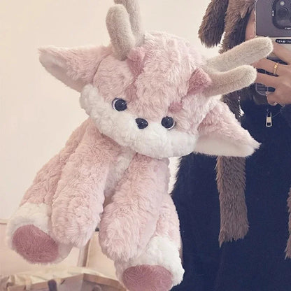 Pastel pink kawaii dragon plush sitting pose, Year of the Dragon plush 2024