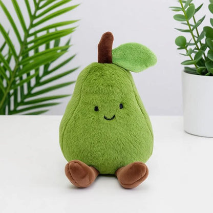 Pear soft mini fruit plushie green nursery decor dangle leg toy 30cm