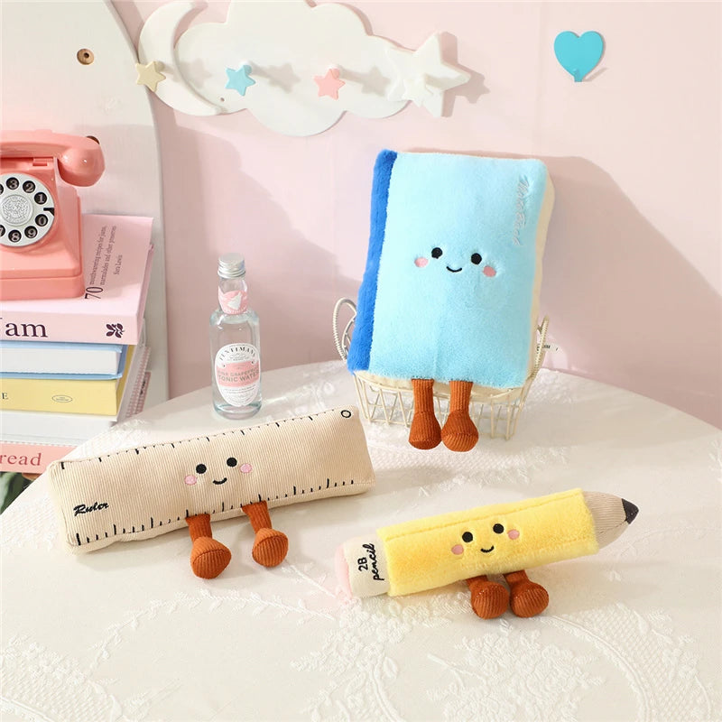 Pencil plushie 23cm yellow plush toy kawaii gift for stationery lovers
