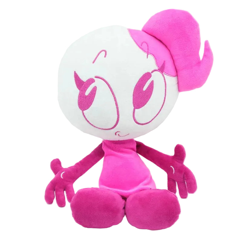 Pencilmate and Pencilmiss plush size comparison on neutral background