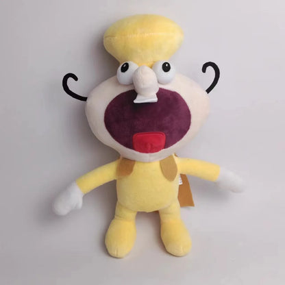 Pepperman handmade plush, front view, soft PP cotton filled gaming collectible inspired by a beloved indie platformer boss character
