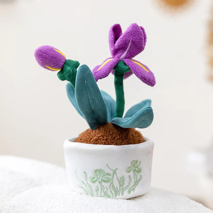 Pink flower kawaii plush potted plant smiling face dangling legs 30cm kawaii room decor