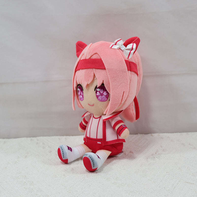 Pink hair uma musume stuffed toy side profile 9cm wide base
