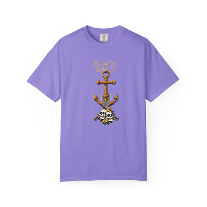 Pixel art apparel anchor tee garment tag detail showing Comfort Colors 1717 label
