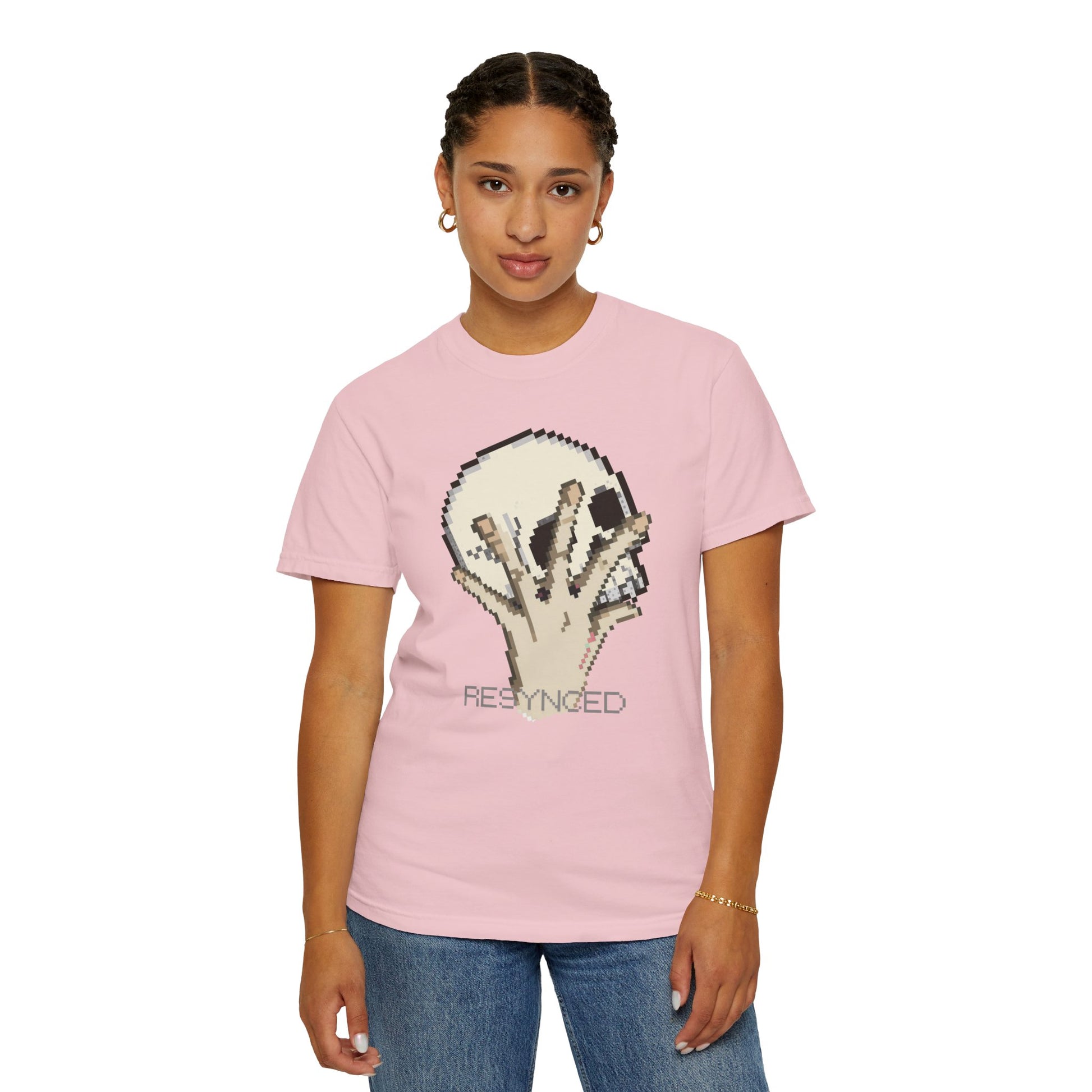 Pixel hand tee size flat lay S through 3XL Comfort Colors 1717
