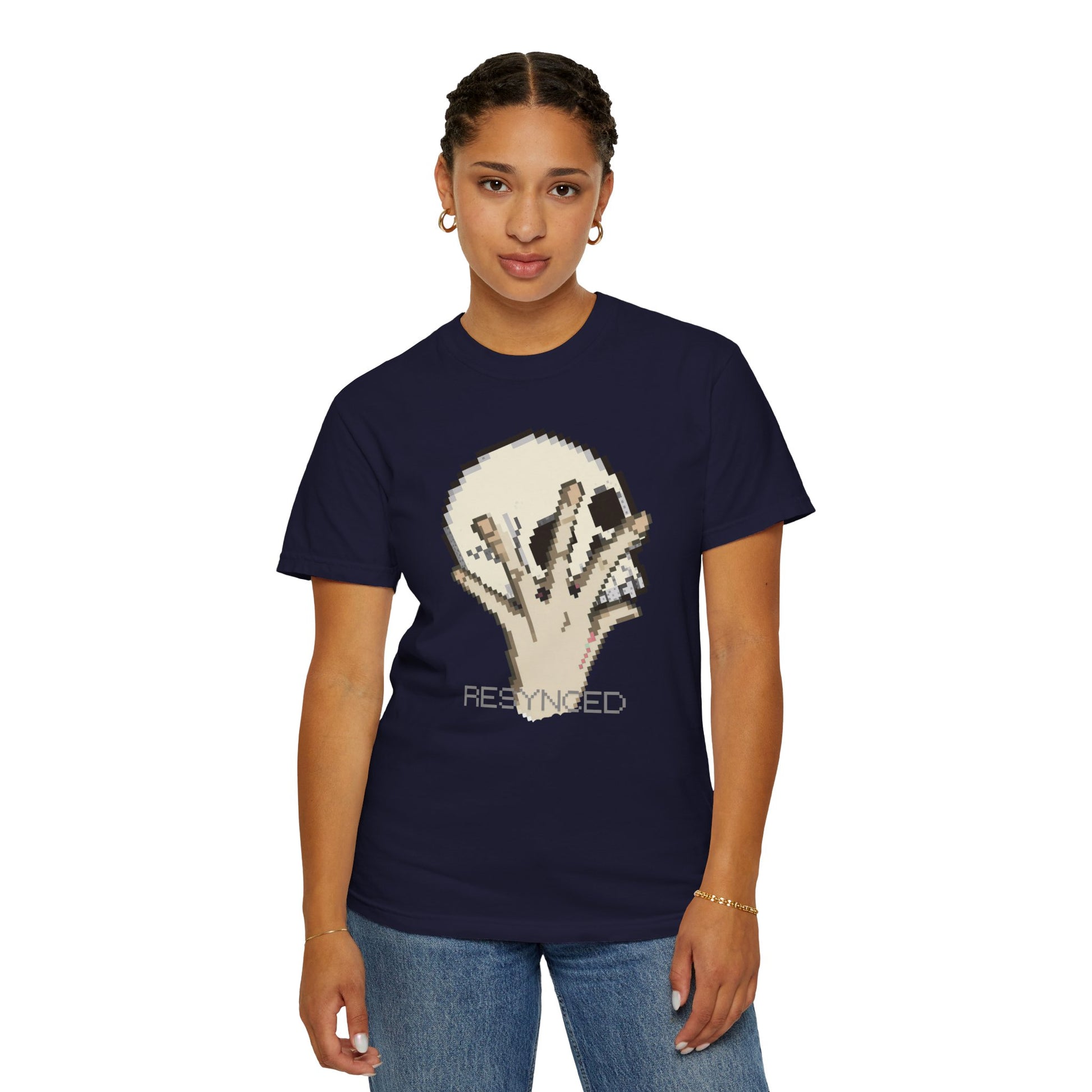 Pixel skull shirt back view on Comfort Colors 1717 heavyweight cotton
