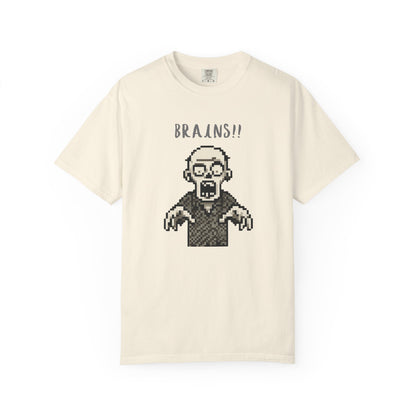 Pixel zombie graphic tee, vintage arcade style horror print.