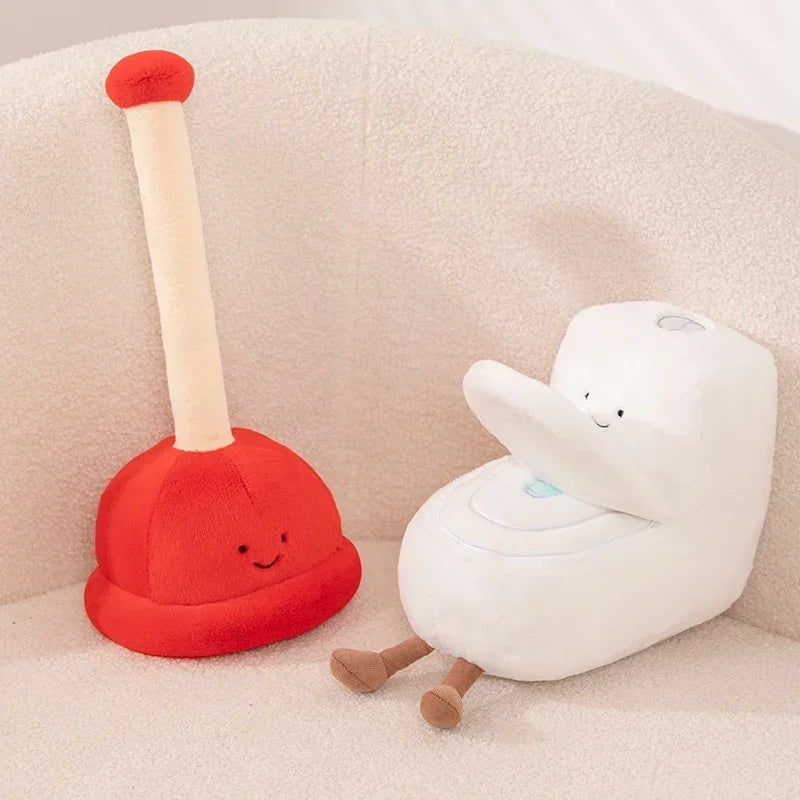 Plunger plushie tall novelty bathroom humor gift kawaii stuffed toy 38cm