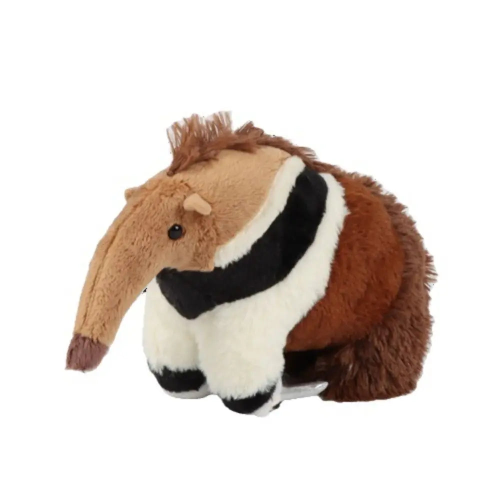 Plush anteater toy next to size reference ruler showing 27cm
