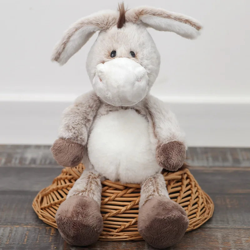 Plush donkey showing soft polyester fabric texture