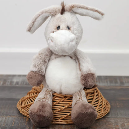 Plush donkey showing soft polyester fabric texture