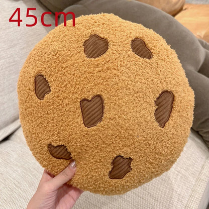 Plush food toy cookie pendant 10cm hanging from a pastel colored bag strap