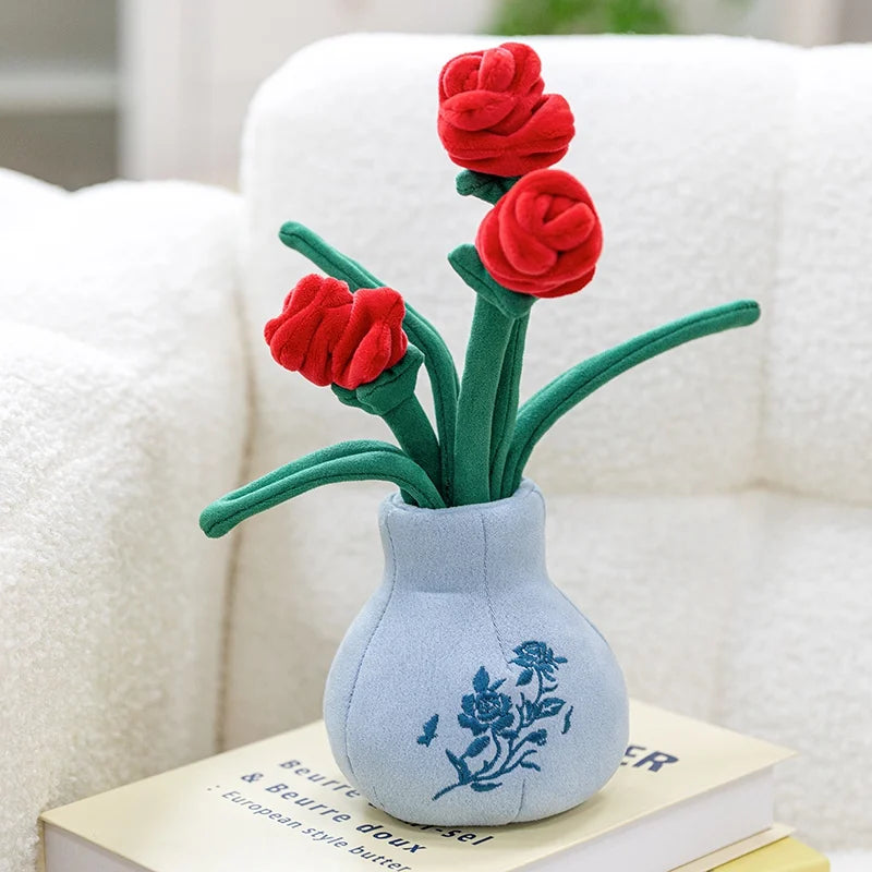 Plush plant home decor kawaii potted plants windowsill arrangement pastel room aesthetic