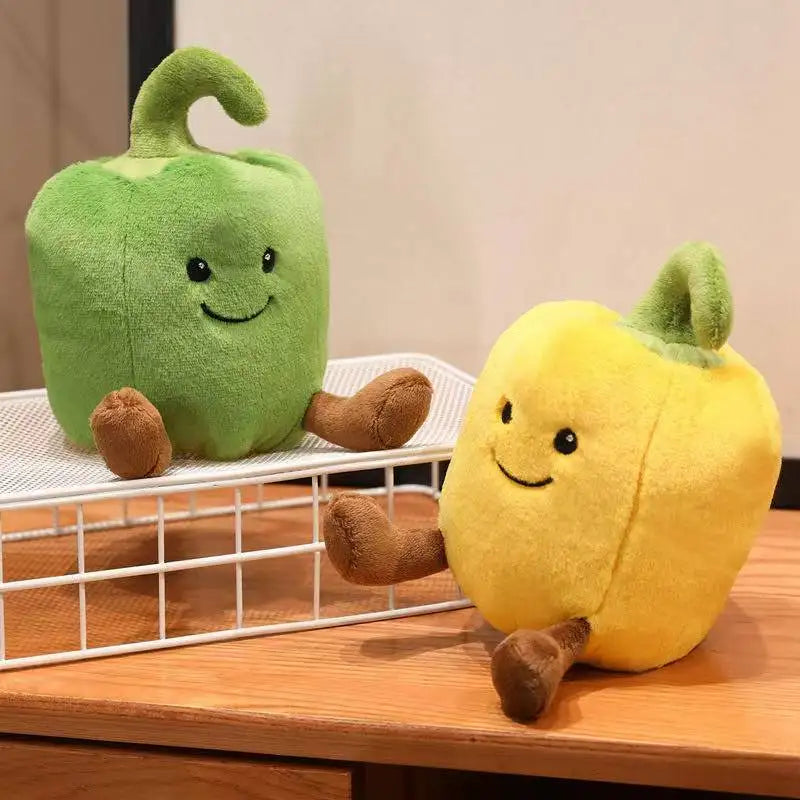 Pocket sized bell pepper plush 15cm held in hand for scale reference
