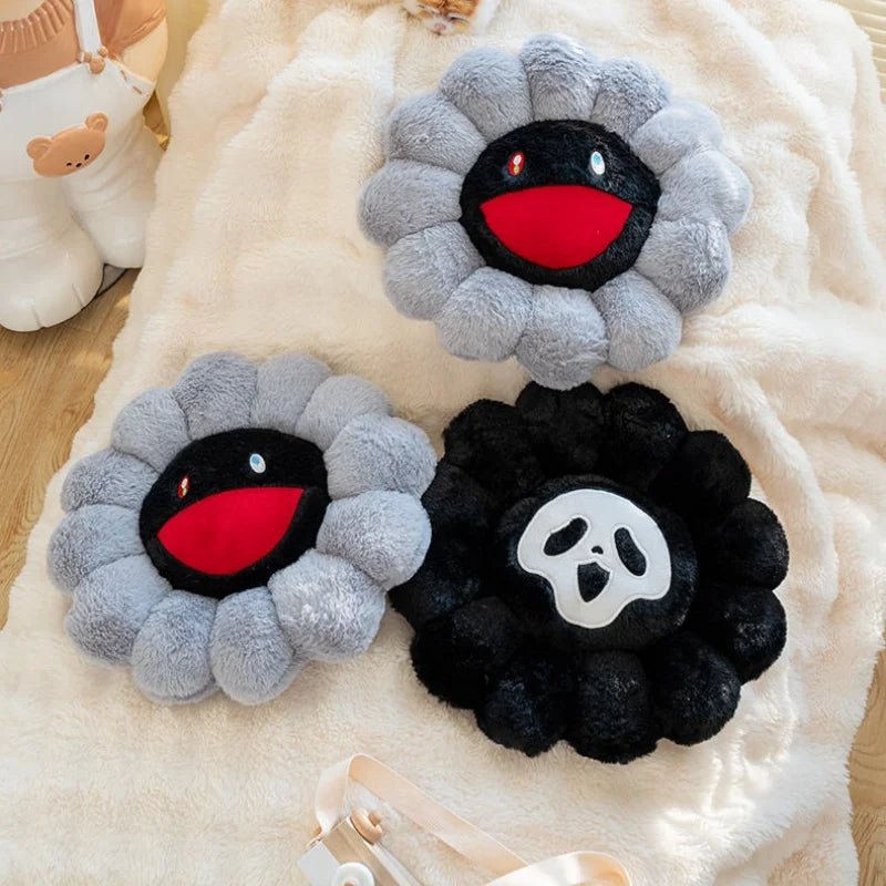 Pop culture plushie with horror icon face close up detail shot