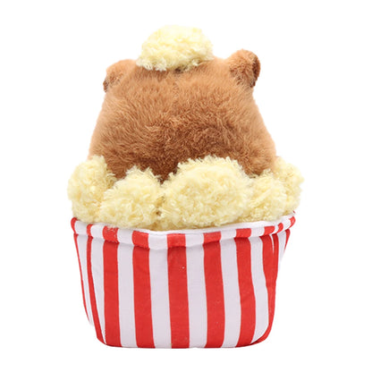 Popcorn capybara plush 21cm front view on white background