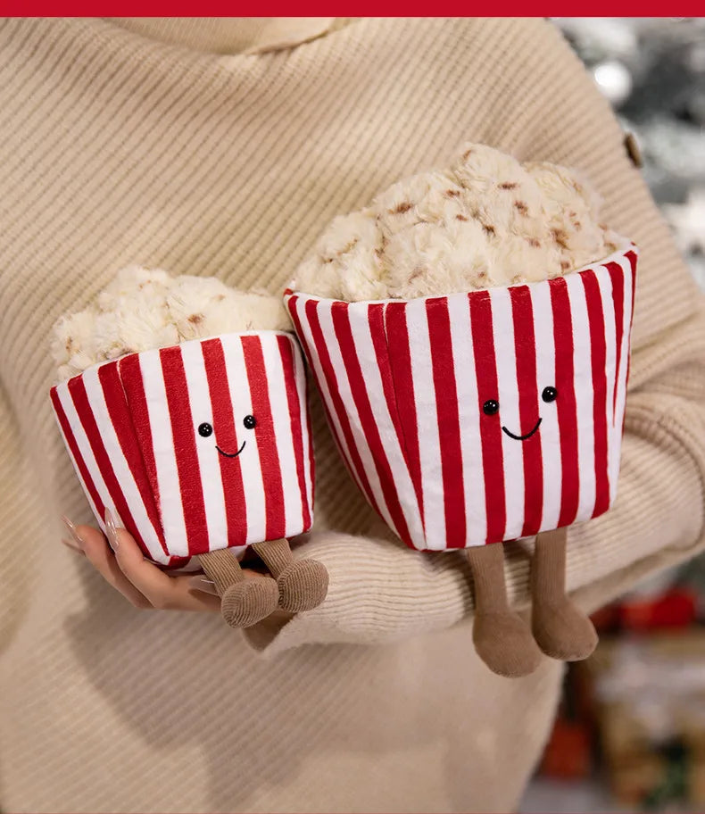 Popcorn plush pillow for movie night comfort