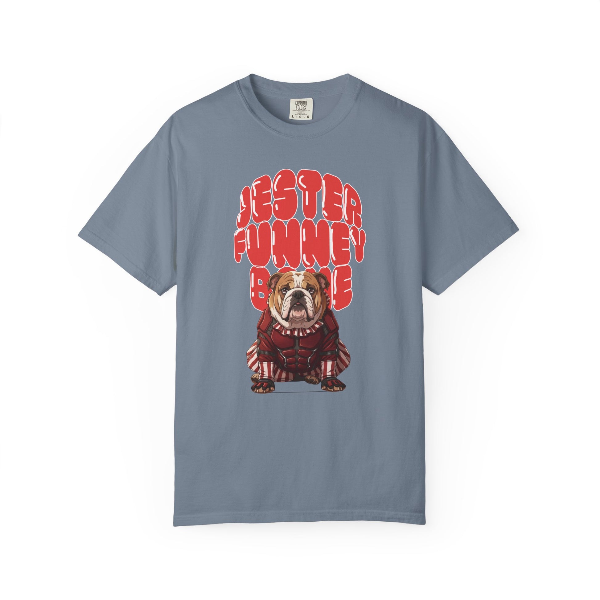 Premium 100% ring-spun cotton jester bulldog graphic apparel.