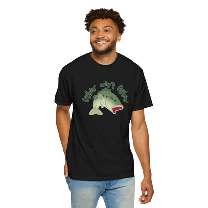Premium garment dyed unisex tee featuring wide mouth bass design