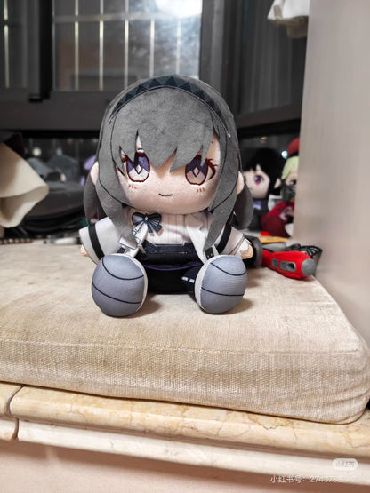 Priestess Arknights stuffed toy showing detailed face and brown hair design