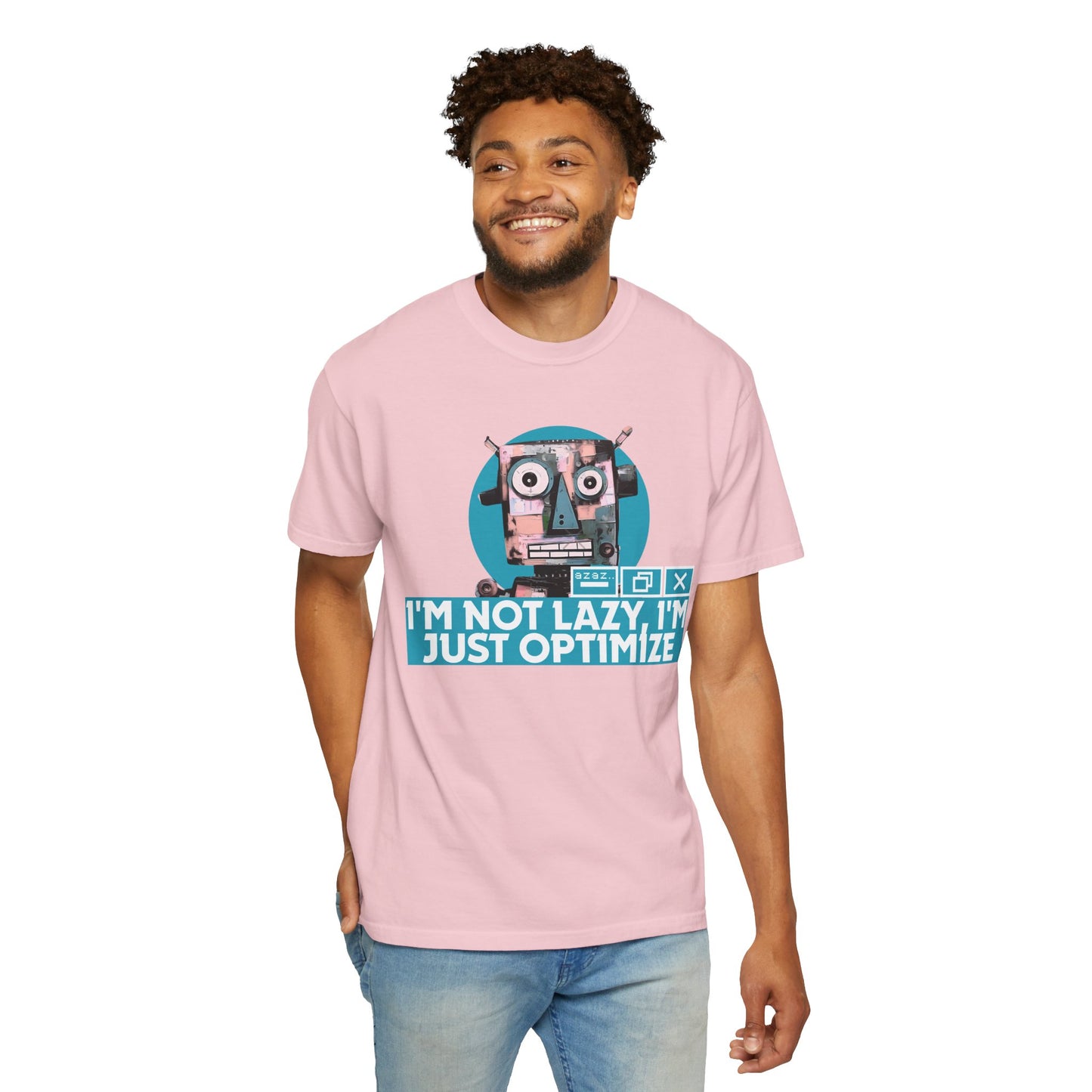 Programmer humor shirt ghost mannequin front view showing relaxed fit silhouette