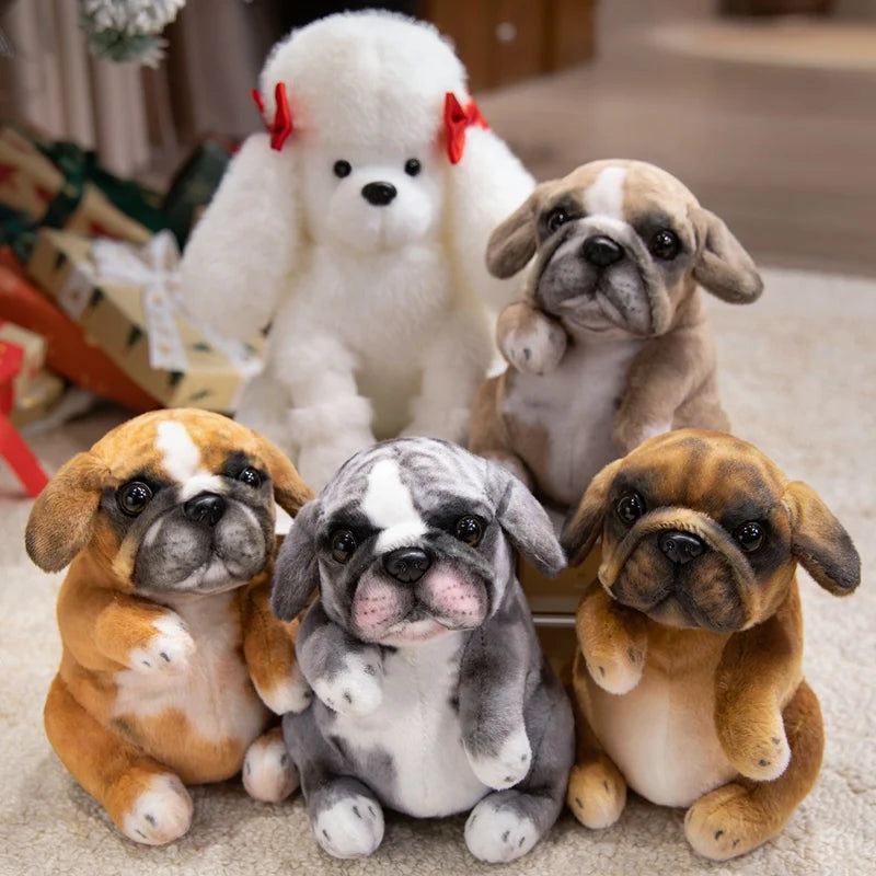 Pug plushie brown coat lifelike realistic puppy plush 20cm front view